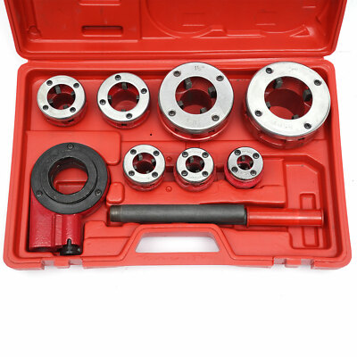 BSPT7 Size Pipe Threader Threading 3/8 to 2 Dies Ratches set+Handle Ratchet Red