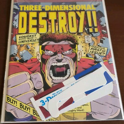 Three-Dimensional Destroy!! 3-D Comic w/ 3d Glasses 1987 Third Dimension