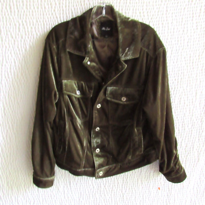 Solid Dark Green Velvet Jacket L Me Jane Button Down  Pockets Short Long Excelle