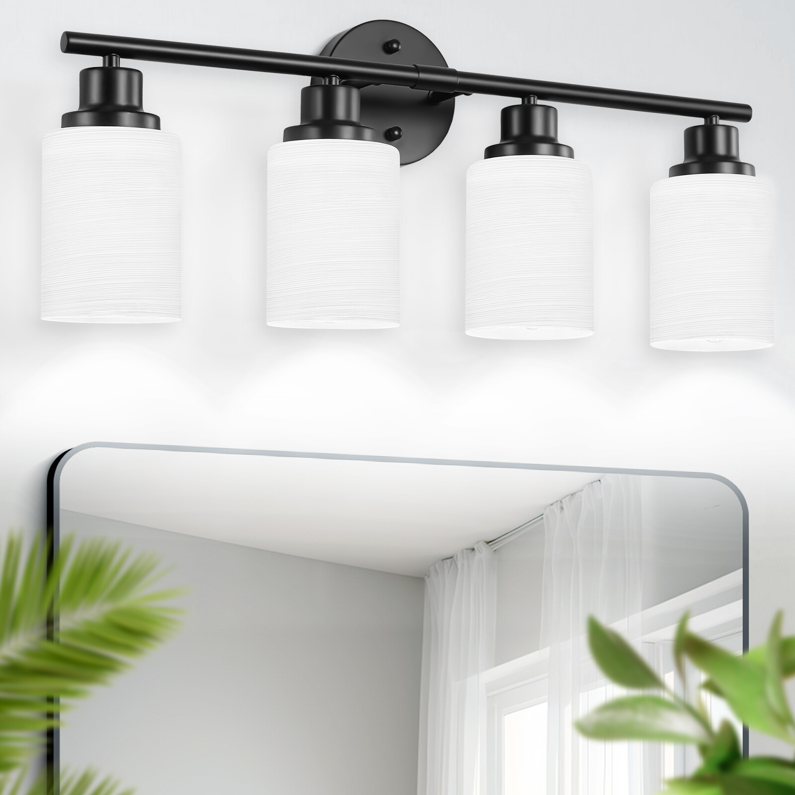 4 Lights LED Black Modern Vanity Light For Bathroom Mirror Wall Lamp Fixture