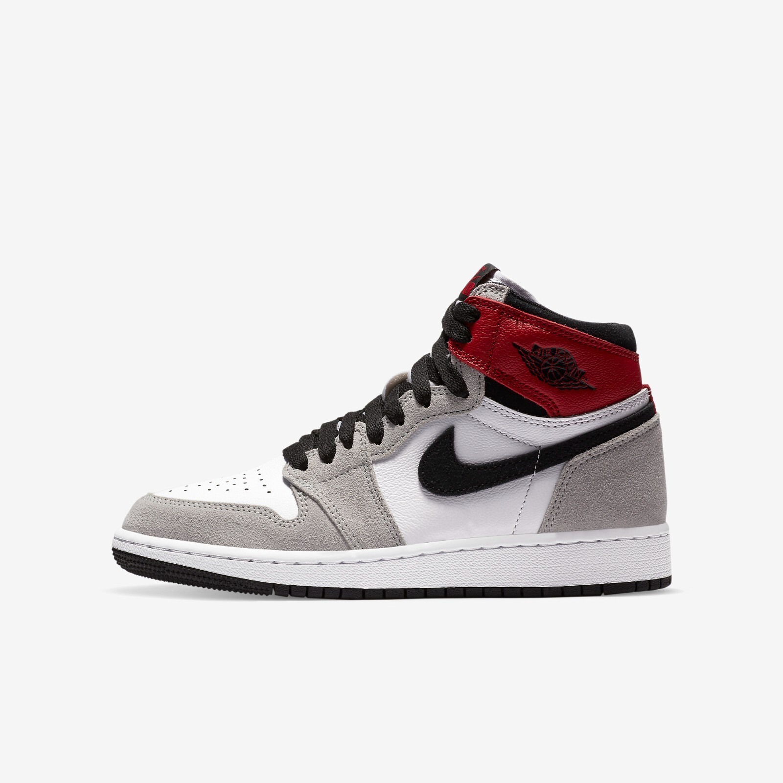 

Кроссовки Nike Air Jordan 1 Retro High OG Light Smoke Grey GS 575441-126, White/black-light smoke grey-varsity red, Air Jordan 1