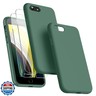 Dssairo [3 in 1 for iPhone SE case 2022/3rd/2020/2nd gen, iPhone 7/8，with 2 Pack Screen Protector, Liquid Silicone Ultra Slim Shockproof Protective Phone Case [Microfiber Lining] (Alpine Green)