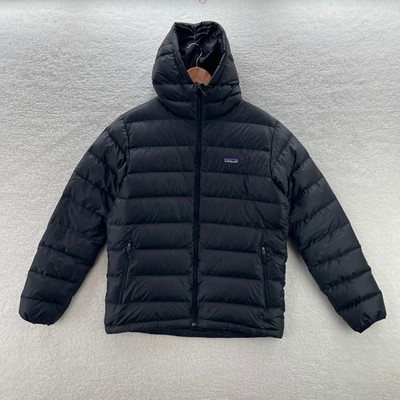Patagonia Puffer Jacket Mens Medium Black Hi-Loft Down Sweater Hoody 84900 Y2K