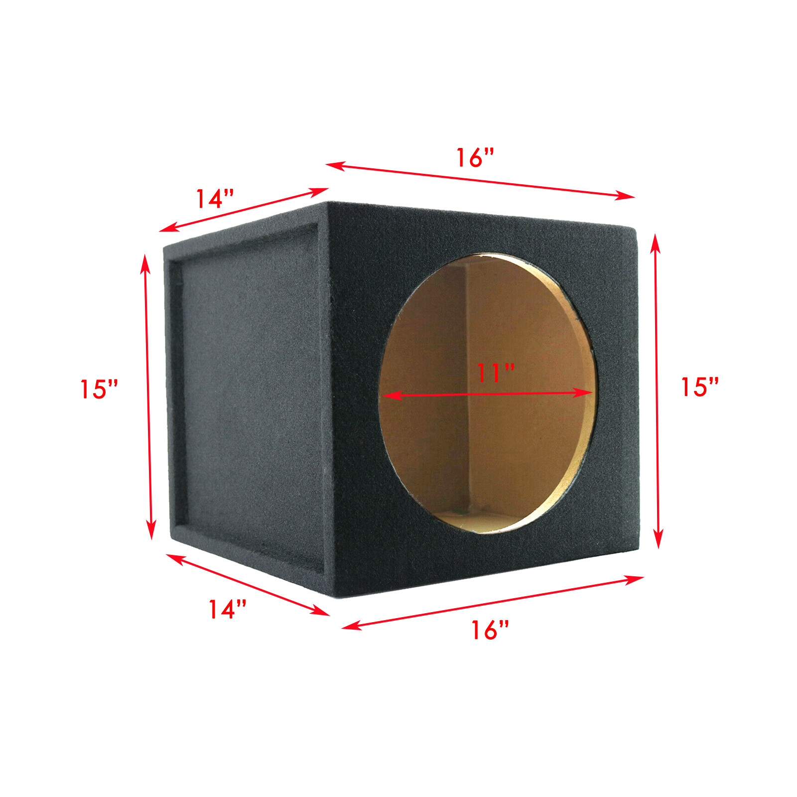 1x Audiotek Car Audio Single 12" Sealed Subwoofer Sub Box Enclosure 1" MDF Wood