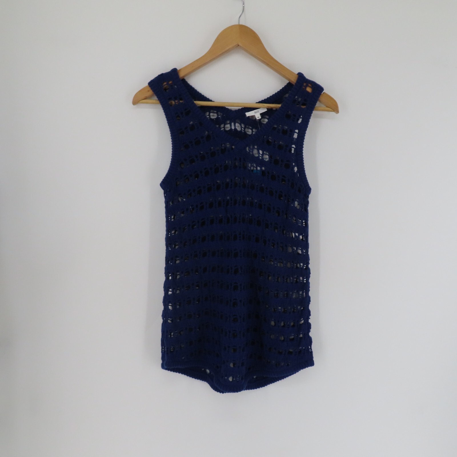 MIX Womens Size XS Blue Sleeveless Open Knit Casual Tank Top