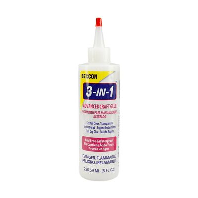 Beacon 3-in-1 Advanced Craft Glue 8 Oz 1 Crystal Clear Acid-Free WaterProof