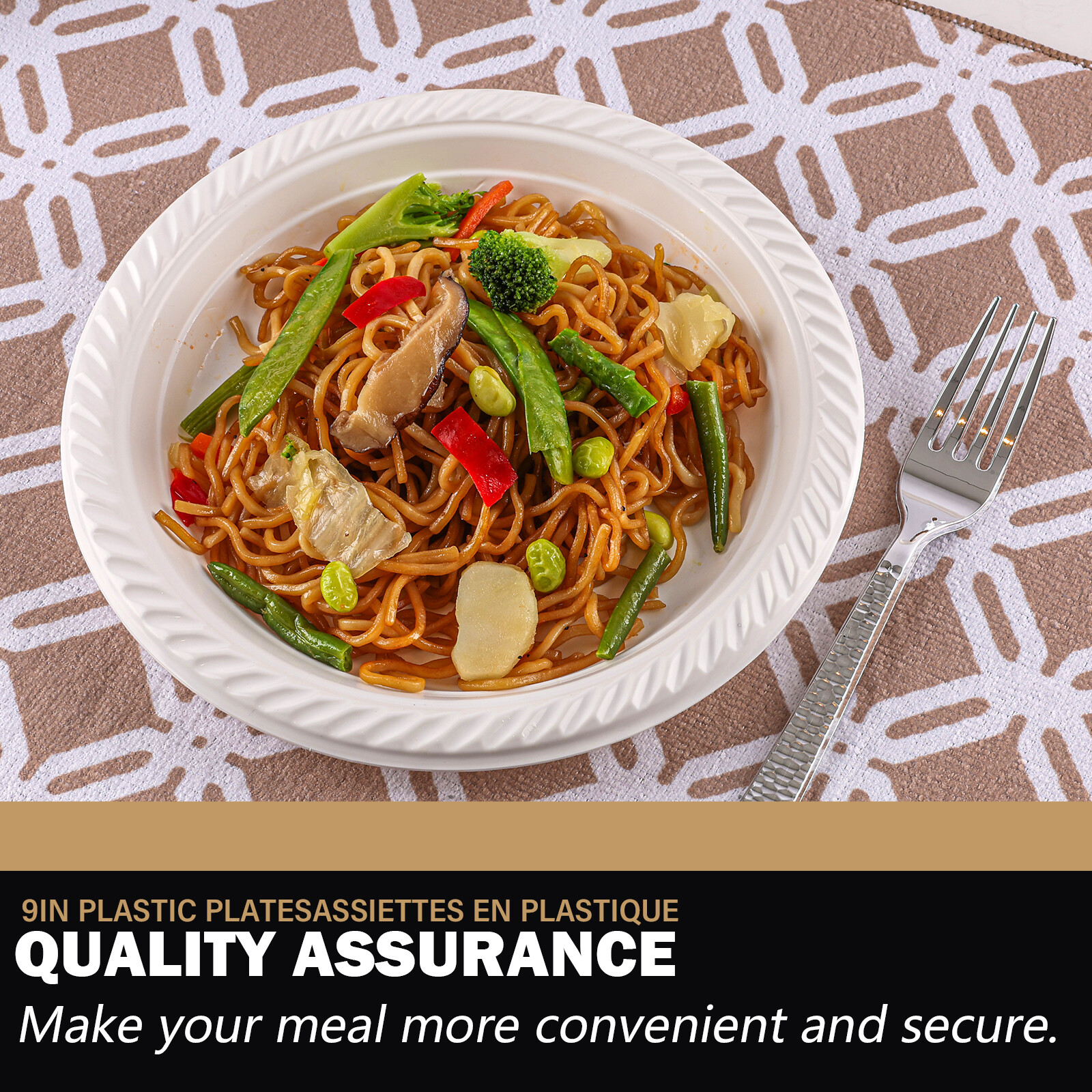 Disposable White Plastic Plates 7" 9" 10"Party Dinner Plates Heavy Duty BPA-Free