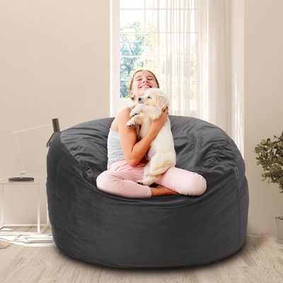 HABUTWAY Bean Bag Chair 3Ft Luxurious Velvet Ultra Soft Fur with High-Rebound...