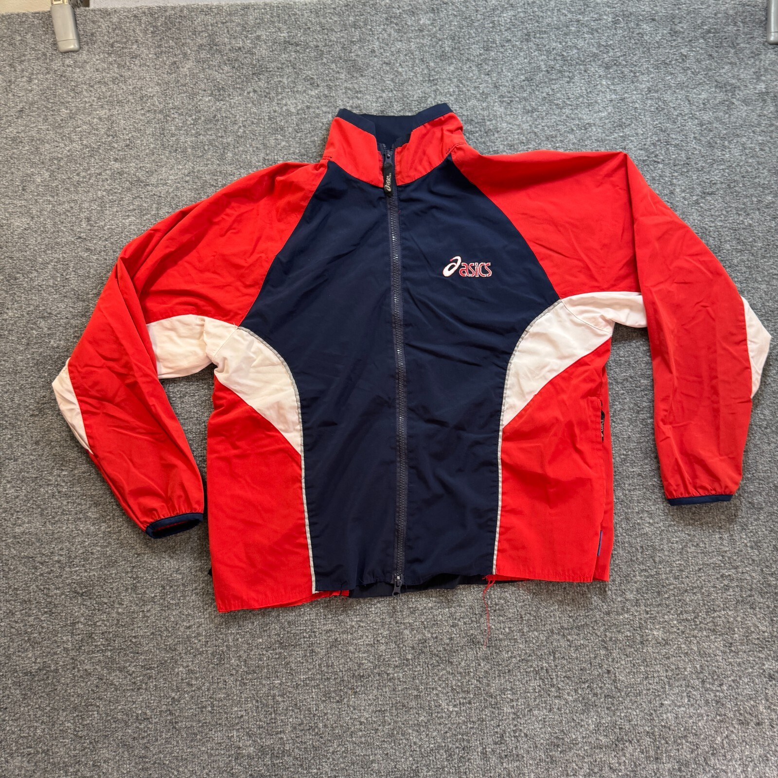 Vintage ASICS Jacket Womens Medium Red Blue Windbreaker