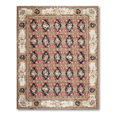9' x 12' Asmara Hand woven Wool French Needlepoint Area rug flat weave Brown