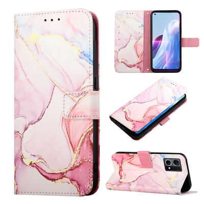 Case For OPPO F21 PRO Leather Phone Protector Marble Cover Flip Wallet