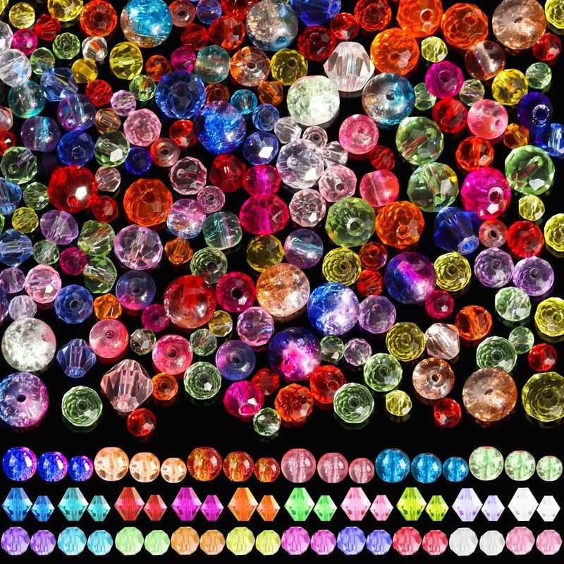 1300PCS Glass Beads for Jewelry Making Colorful Rainbow Craft Crystal