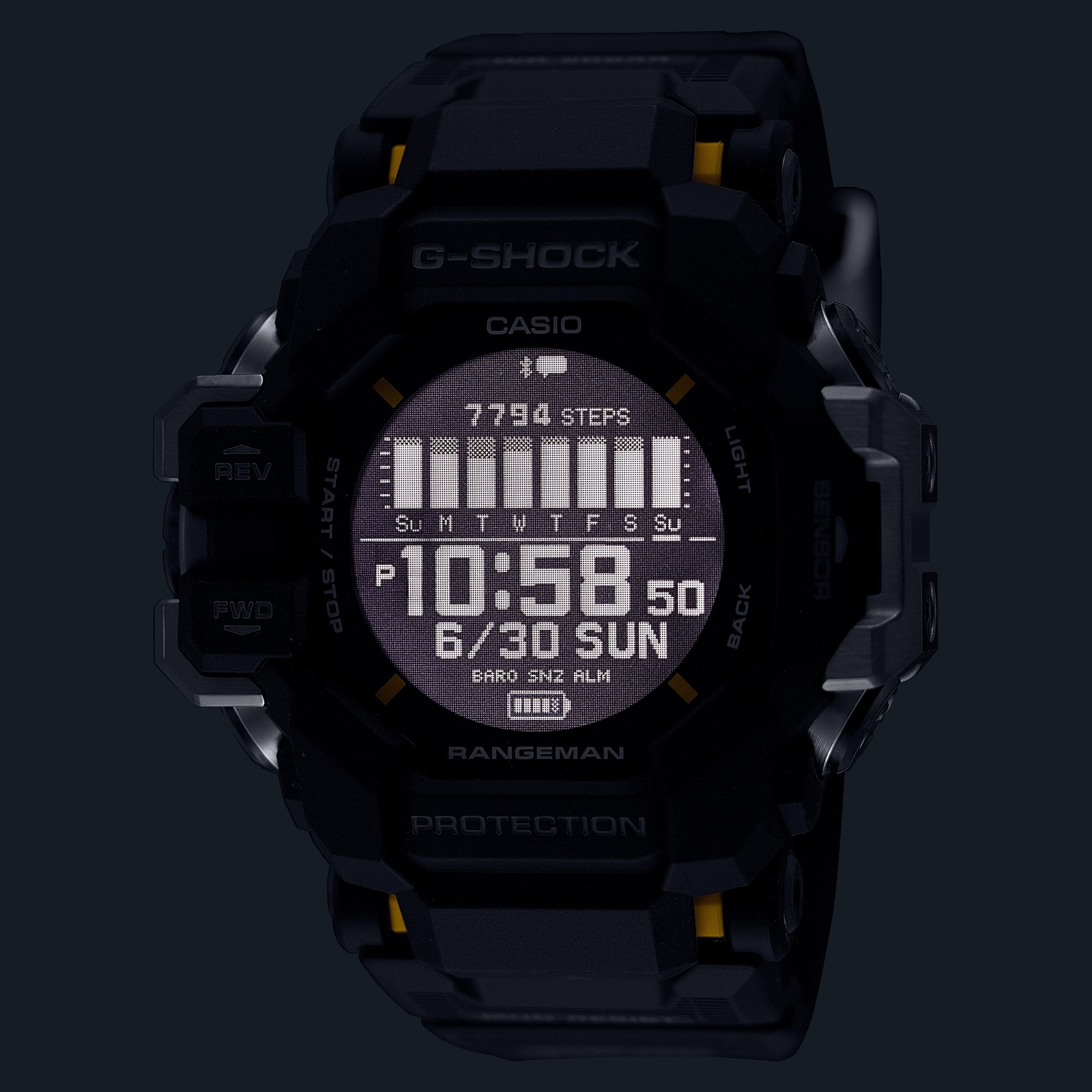 Pre-owned Casio G-shock Rangeman Gpr-h1000-1jr Bluetooth Gps Radio Solar Watch 53.2mm