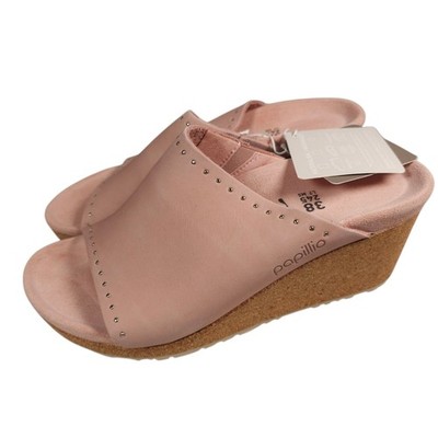 BIRKENSTOCK PAPILLIO Namica Rivets Pink Nubuck Leather Wedge Sandal EU 38 US 7