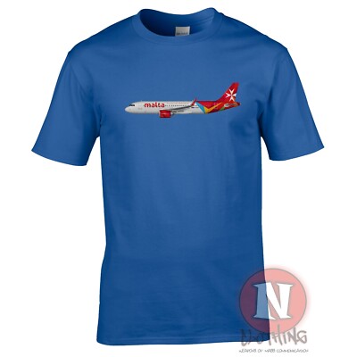Air Malta Airbus A-320 t-shirt plane spotters airline crew airports travel tee