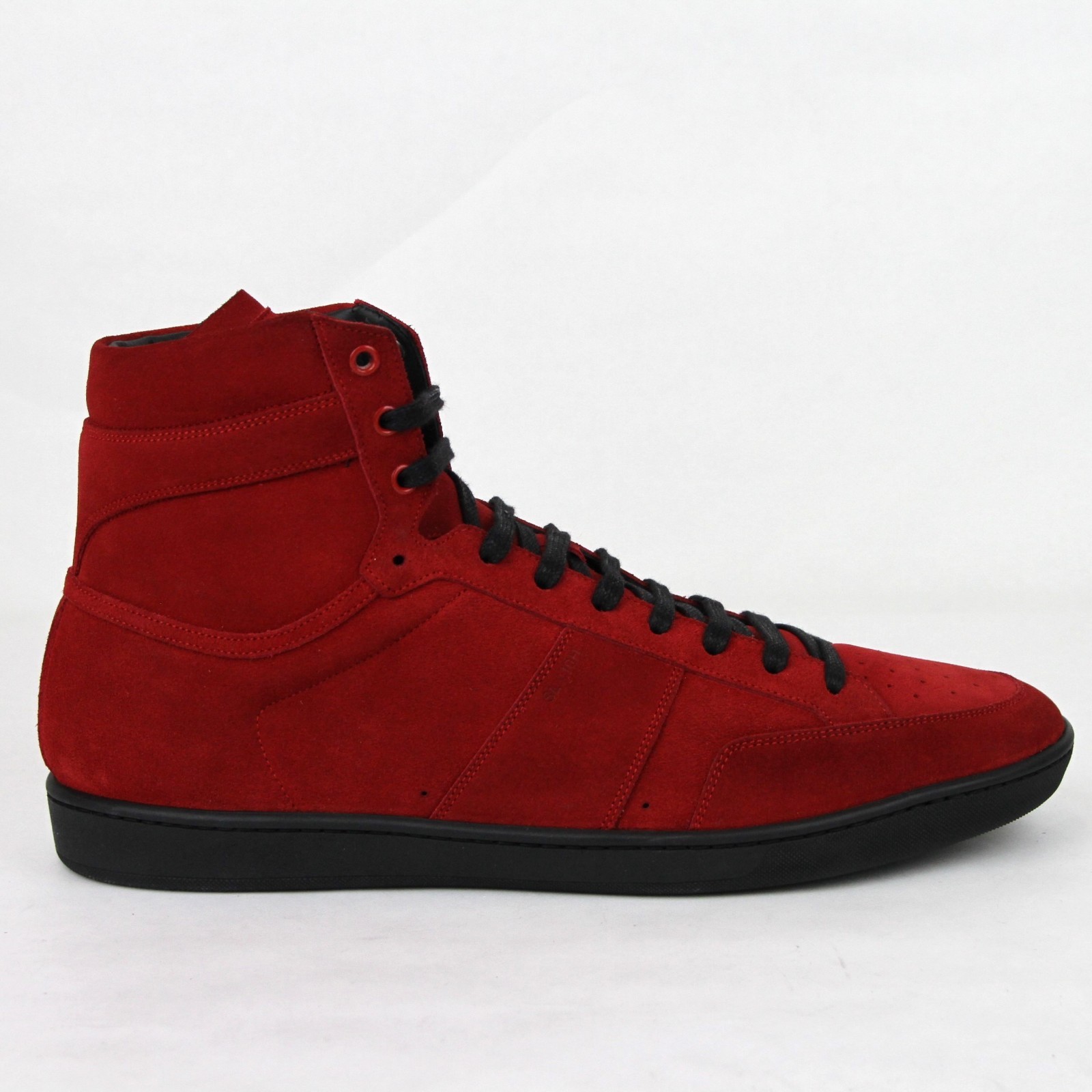 Pre-owned Saint Laurent Men's Red Suede Hi Top Sneakers It 49 / Us 16 418026 6422