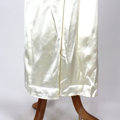 Pre-owned Reformation Ivory Strapless Barrow Silk Dress 8 Satin High Slit Maxi Wedding In Yellow