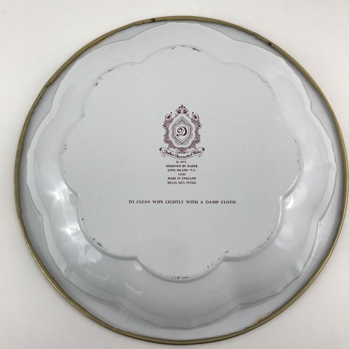 Vintage Daher Round Metal Bowl Decorated Ware White Floral Tin England 10.25