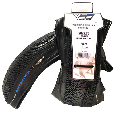 2 Vee Tire BMX Speedster 20x2.35 Folding Bead Black Sidewall Bike Tires 60-406