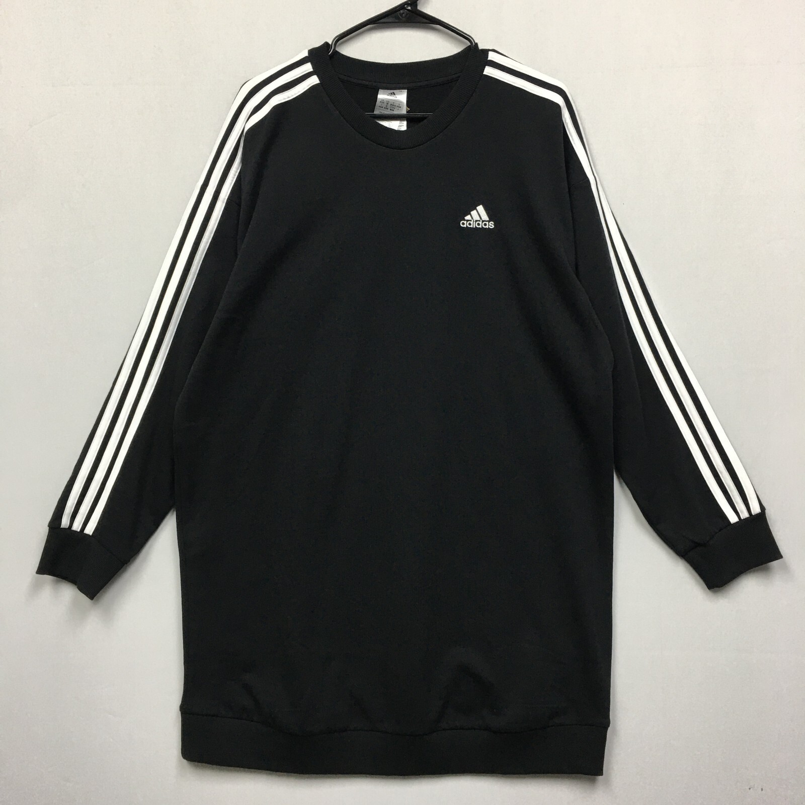 

Adidas Multi Sport Dress (женский размер ) Черное повседневное платье-свитер с 3 полосками, Черный