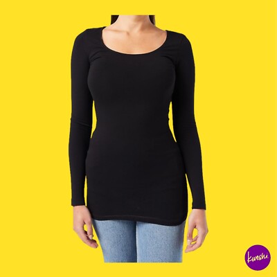 VERO MODA Women's My Soft U-neck Long Sleeve Top, Black, UK XS (EU 34)