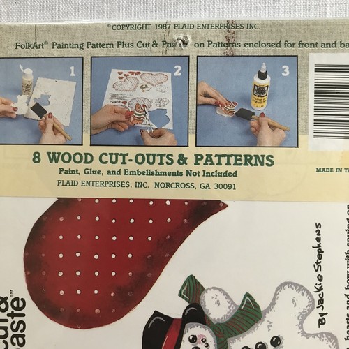 Lot 5 Plaid Wood Cut Outs Arts Craft Kit Christmas Ornaments NEW Unopened