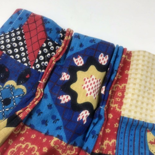 VTG Set Of 4 Barkcloth Curtain Panels Patchwork Quilt Style Eagle Pleated Top