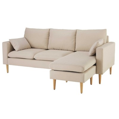 " MAISONS DU MONDE 3/4 SITZER ECKSOFA JOEY STOFFBEZUG BEIGE "