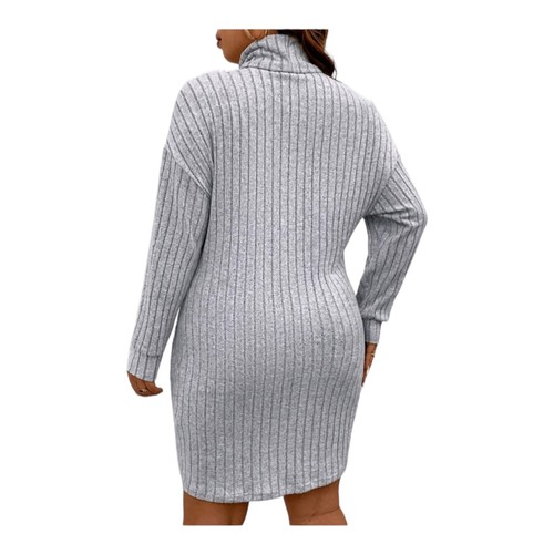 Große Größen Plus Size Rollkragen Kleid Minikleid Mini Bodycon Strick-Optik Dünn image 3