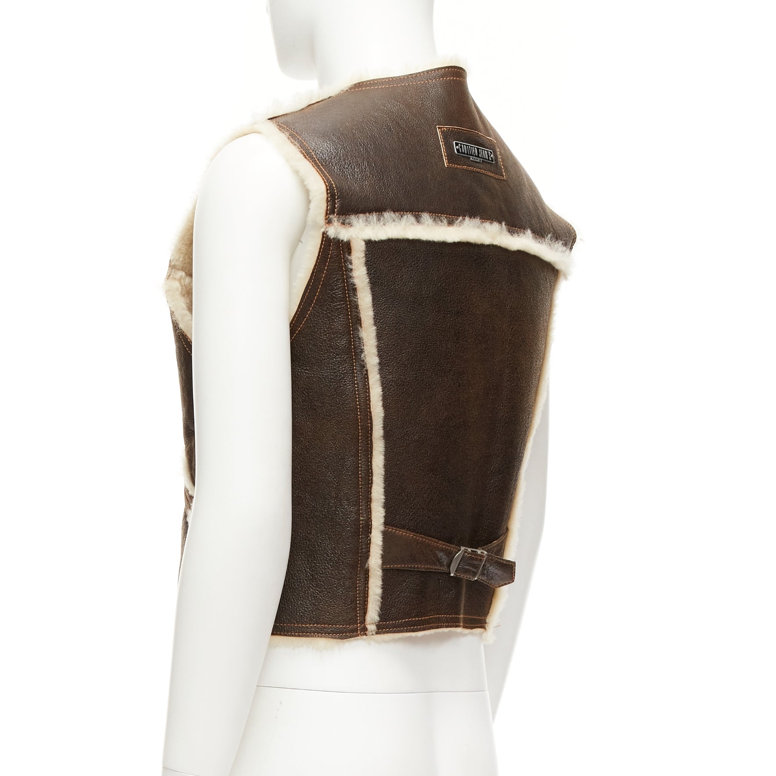 JEAN PAUL GAULTIER JEANS Vintage brown shearling lined logo JEAN PAUL GAULTIER JEANS Vintage brown shearling lined logo