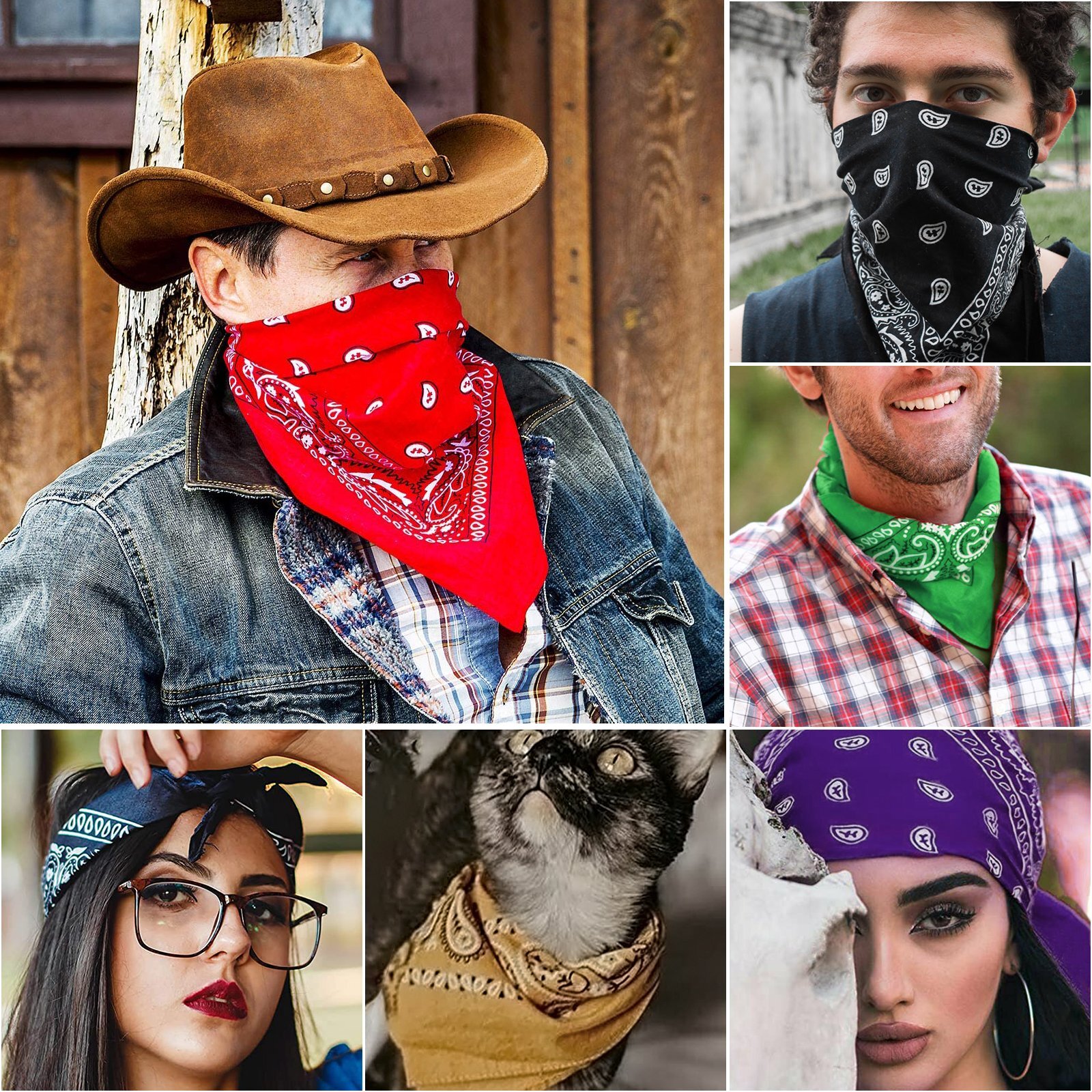 3-12 Pcs Paisley Print Bandana Face Mask Neck Cover 100% Cotton Head Warp Scarf