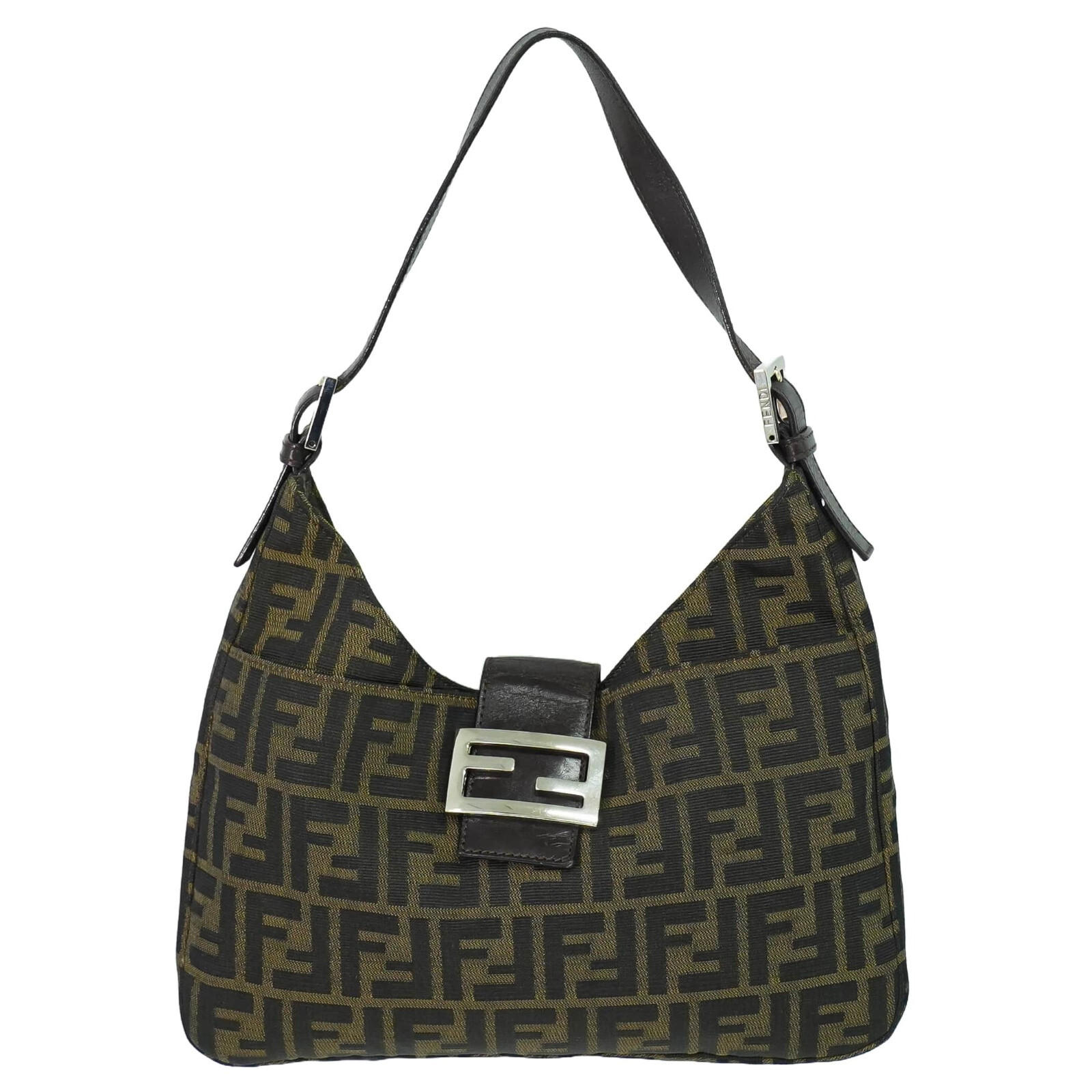 FENDI Zucca 26569 Canvas One Shoulder Bag Brown Silver | eBay