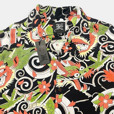 Ed Hardy Camp Shirt Mens XXL Japanese Dragon Hawaiian Floral Seattle NWT NEW