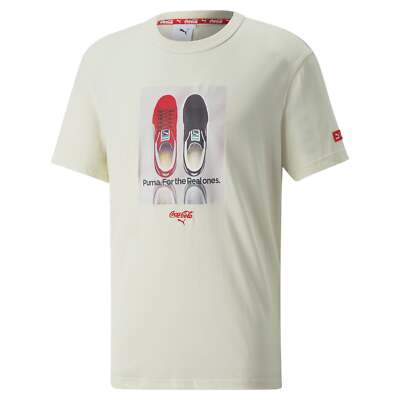 

Puma Cola X Relaxed Graphic Crew Neck Футболка с коротким рукавом Мужская белая повседневная футболка, Белый, Puma Cola X Relaxed Graphic Crew Neck Short Sleeve T-Shirt