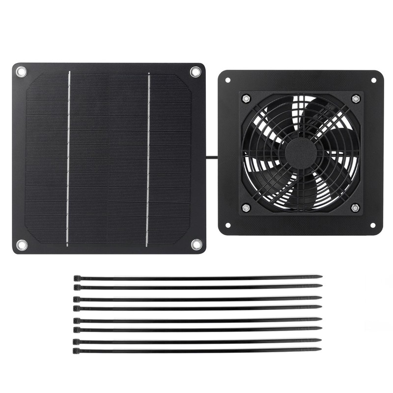 Solar Panel Powered Exhaust Fan Camping Fan For Greenhouse Dog Chicken House