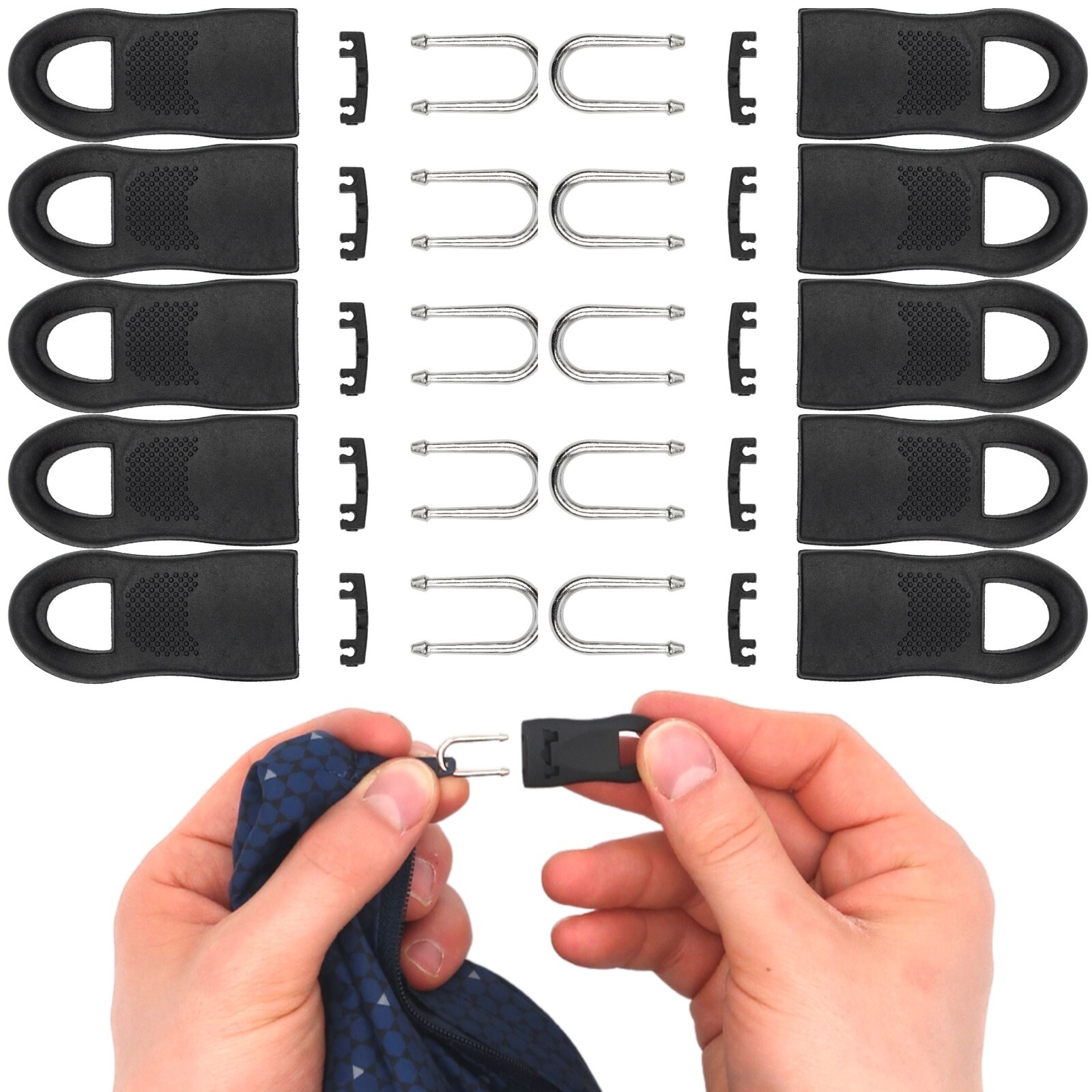 Honbay Reißverschluss-Anhänger – 10-teiliges Set, U-förmig, Nylon, Rot
