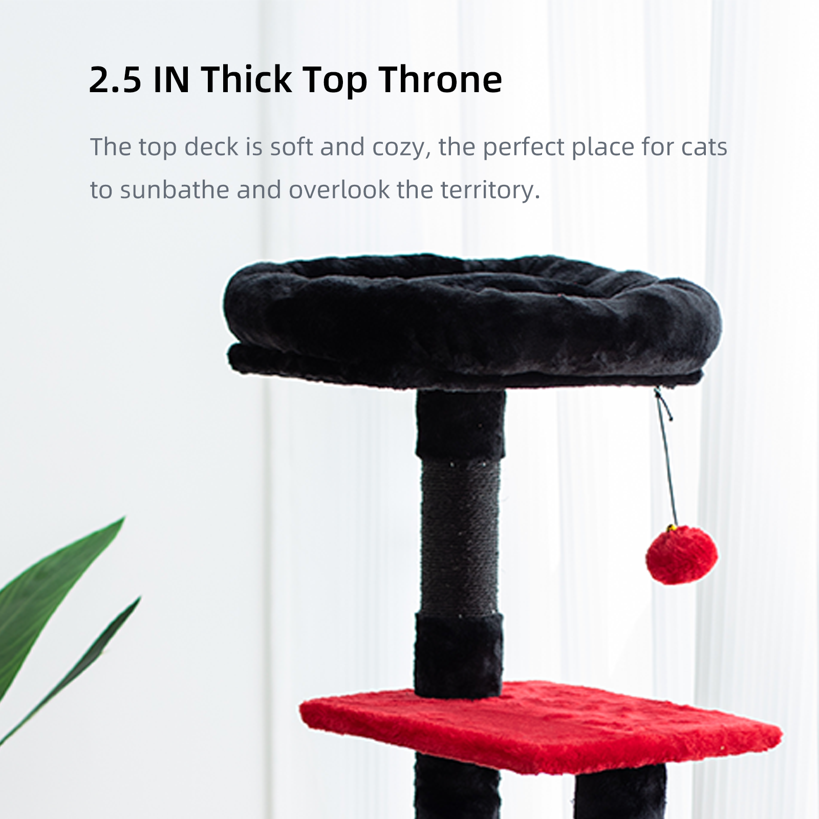 GOXIFACHOY Cat Tree Tower with Tunnel,Condo,Two Plush hanging ball,Large Cat Toy