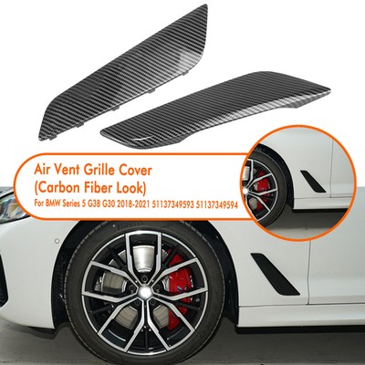 Carbon Look Side Fender Air Vent Trim Grille For BMW 5 Series G30 G38 2018-21