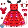 SZ-TONDA Girls Light up Ladybug Costume - Kids LED Princess Dress up Halloween Birthday Party Cosplay Outfit Clothes Apparels