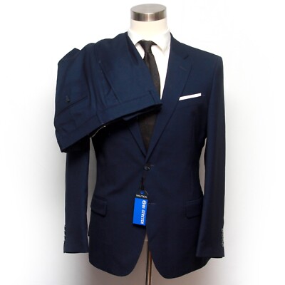 Nautica Men's 2-Pc Suit Blue Birdseye Jacket Blazer Sz 42R Pants 36W D100565