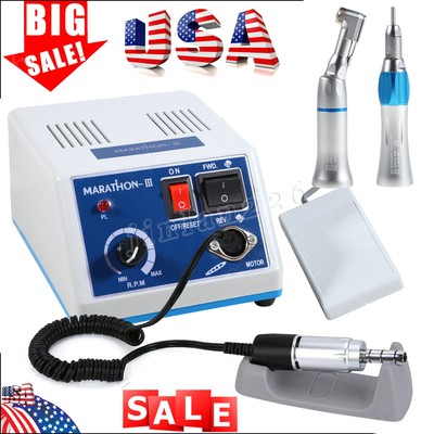 Dental Lab MARATHON Handpiece 35KRPM Polisher Machine w/ Contra Angle Straight