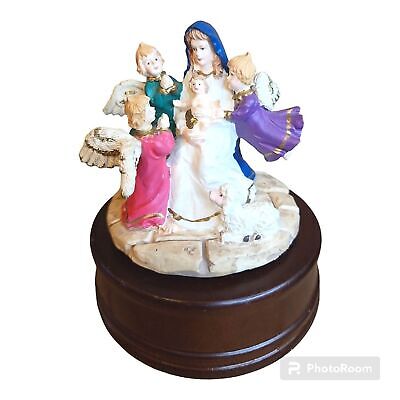Vintage Christmas figurine nativity set baby Jesus Mary angels music box Home