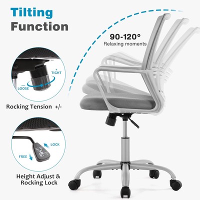 OLIXIS Ergonomic Home Office Chair with Comfortable Armrest and Lumbar Suppor...