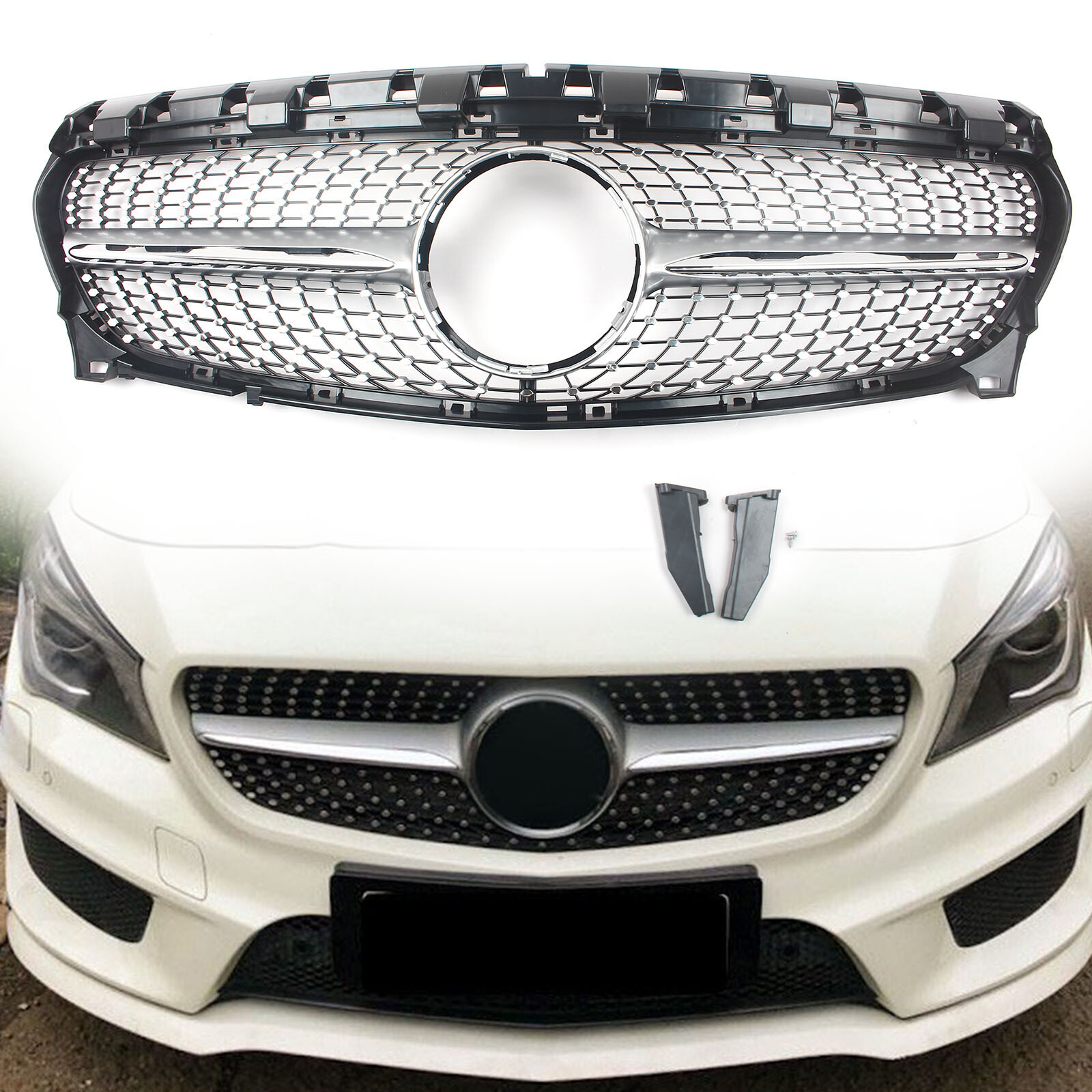 Front Bumper Grille Grill Silver For 2015-2019 Mercedes-Benz R117