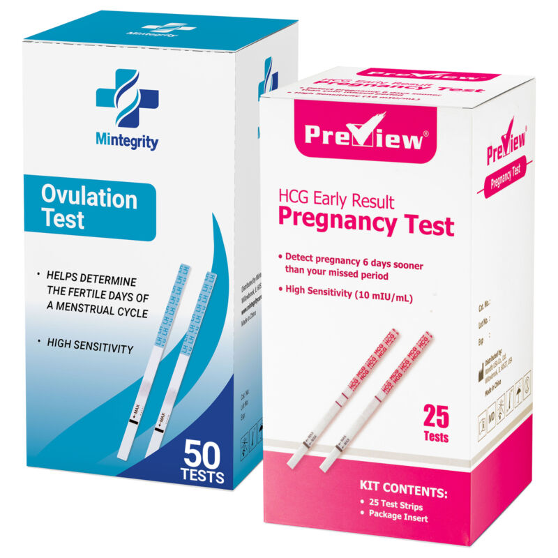 [Mintegrity] 50 Ovulation Test Strips and 25 Pregnancy Test Strips Combo Kit