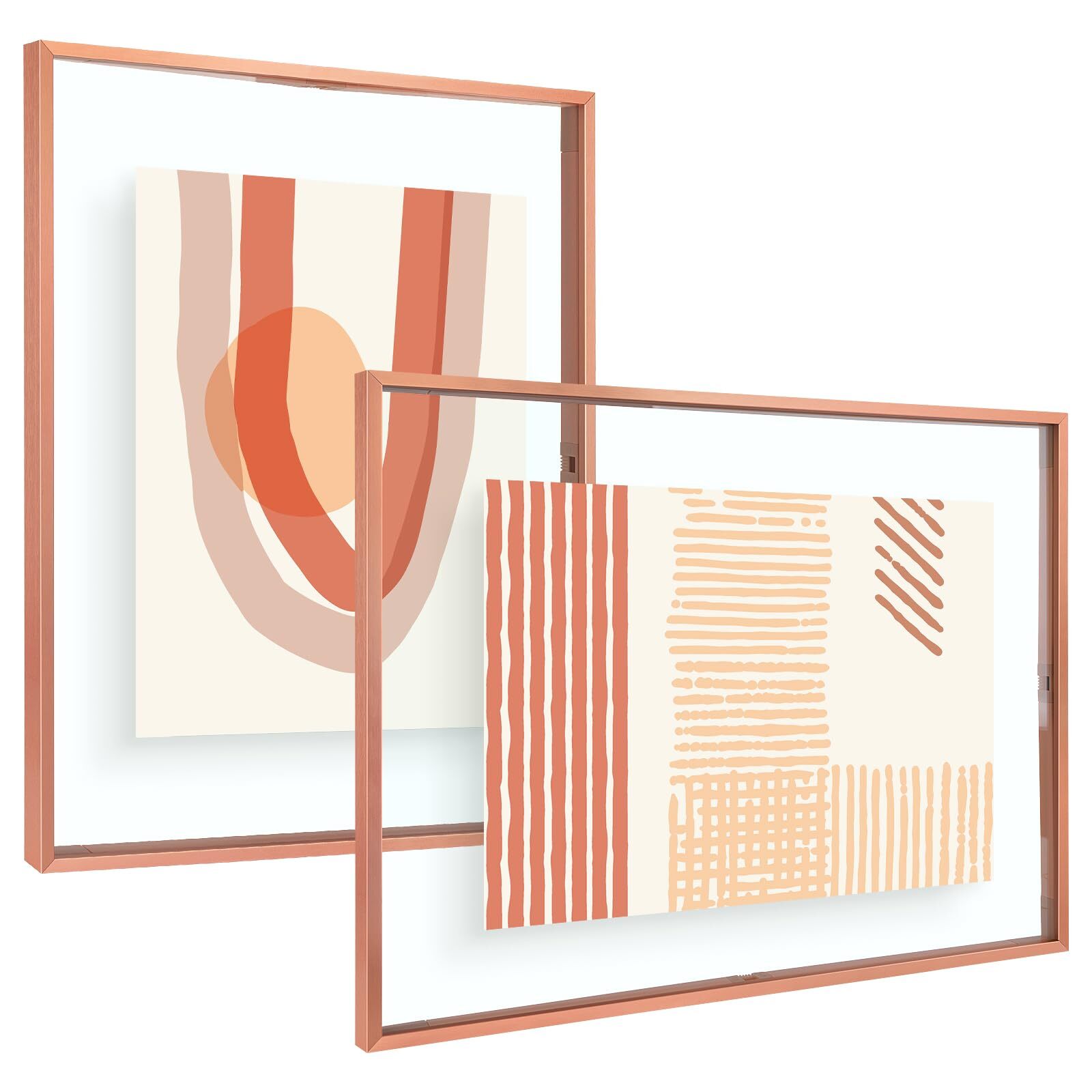 2 Pack 16x20 Rose Gold Metal Floating Picture Frame Real Glass Pressed Flower