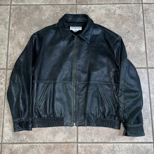 Jhane Barnes Black Leather Jacket Mens Size 40 eBay