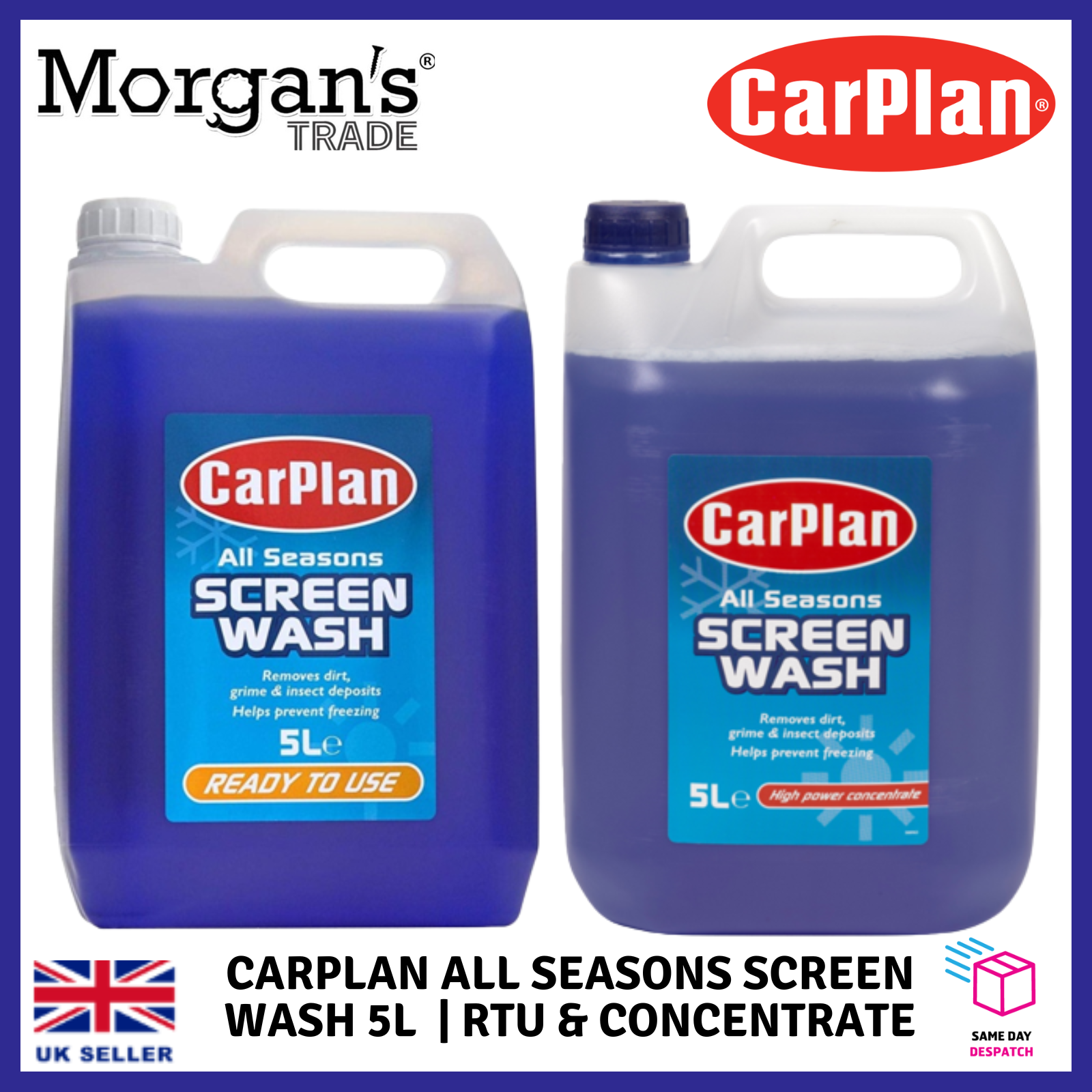CarPlan All Seasons Screen Wash Helps Prevent Freezing Concentrate & RTU 5L 2.12 per litre