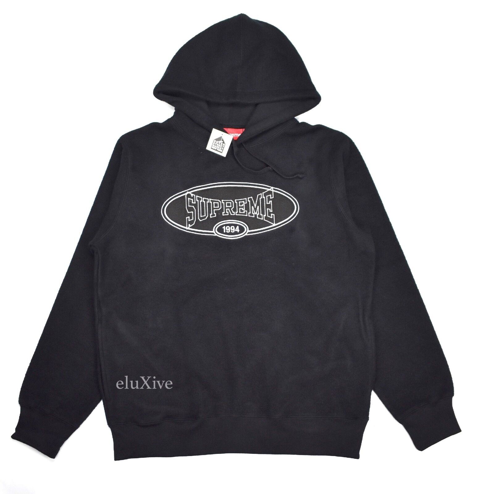 NWT Supreme Men's Black Reverse Fleece Logo Embroidered NWT Supreme Men's Black Reverse Fleece Logo Embroidered