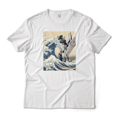 RX-93 v Nu Gundam Mobile Suit in the Great Wave Off Kanagawa Anime Graphic Tee